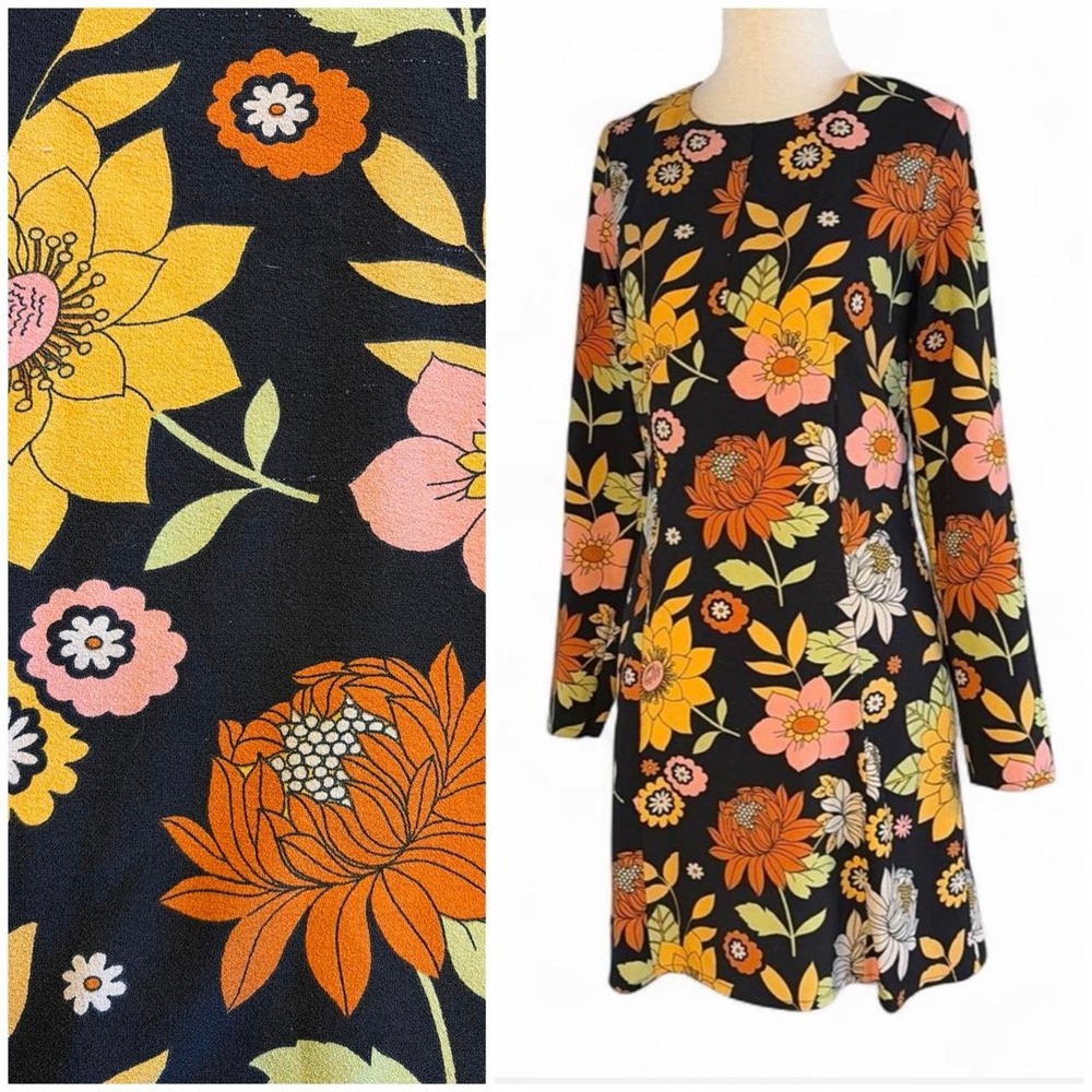ASOS 60s Inspired Retro Floral Mini Dress. Size 6